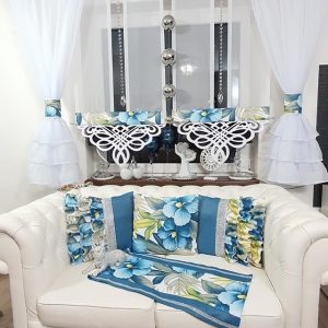 ZESTAW PANELE OZDOBNE ZASŁONKI FLOWER BLUE