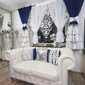 Zestaw firan oraz zasłony GLAM GREY & SILVER