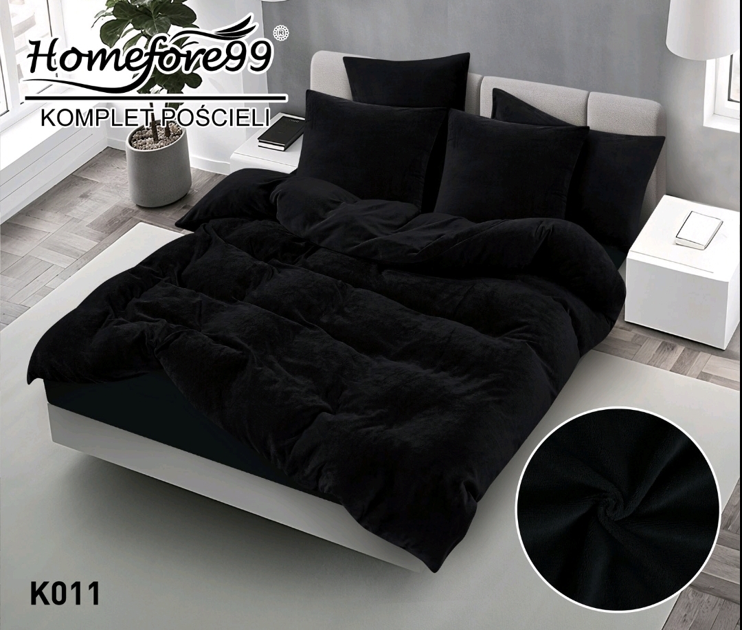 POŚCIEL WELUR KLASYCZNY CZARNY 200 x220